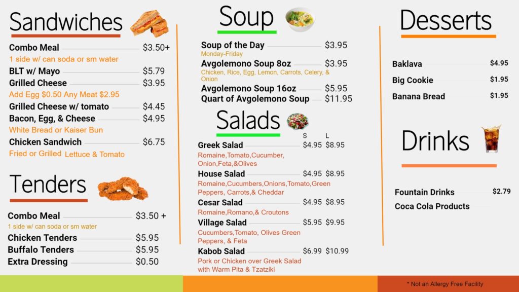 Menu Hot Gyros and More